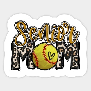 Senior Softball Mom Leopard Sticker